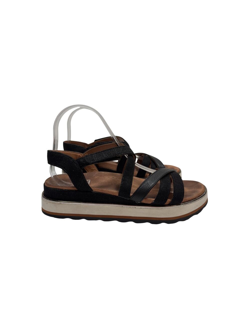 Vionic Kellyn Platform Sandals Womens 7.5 Black Strappy Ankle Strap Flatform